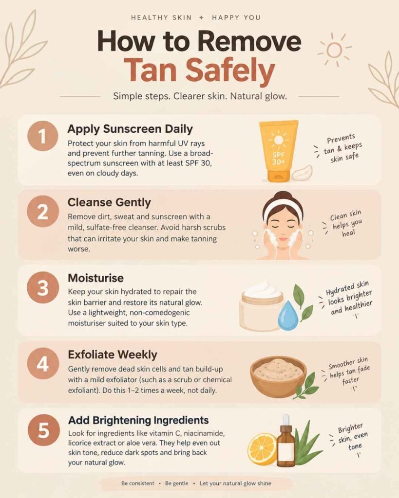 how to remove tan